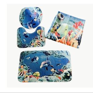 Blue Sea Ocean Bathroom 4 pieces Set